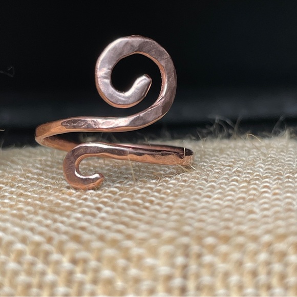 Hammered Copper Spiral Ring Adjustable Statement Boho 
Jewelry - Picture 2 of 6